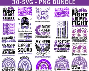 Overdose Awareness Svg Png Bundle, Retro Overdose Awareness Svg Png, Addiction Awareness Recovery Svg Cricut File Sublimation Design