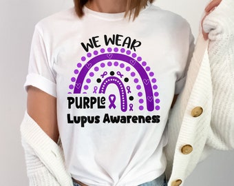 Lupus Awareness Svg Png, We Wear Purple for Lupus Png, Support Lupus Purple Ribbon Svg Cricut File Sublimation Design