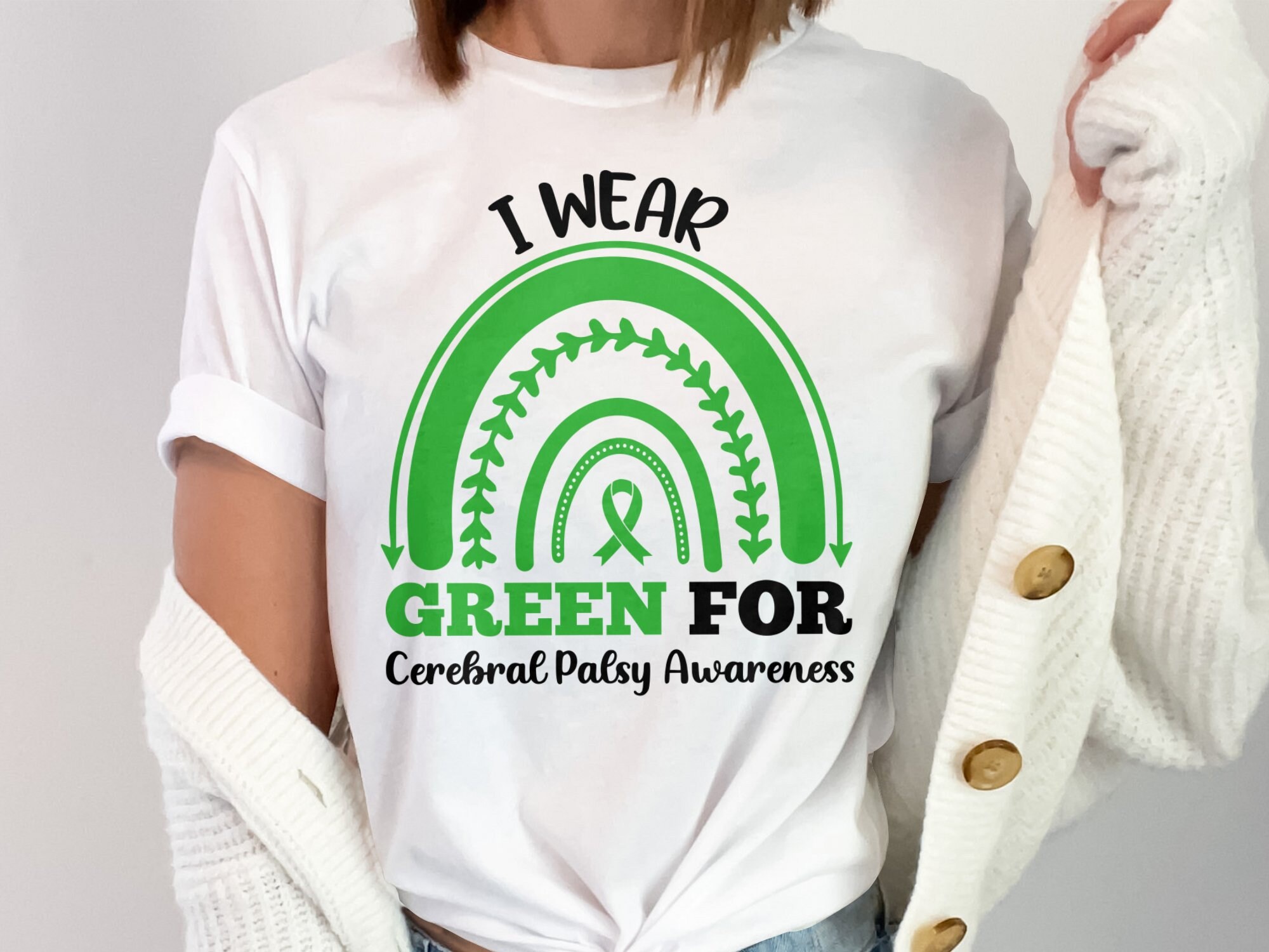 Cerebral Palsy Awareness Svg Png, I Wear Green Svg, Green Ribbon Svg ...
