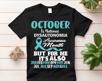 October Is Dysautonomia Awareness Month Svg Png, POTS Syndrome Svg, Turquoise Ribbon Svg, Dysautonomia Awareness Svg Cricut Sublimation