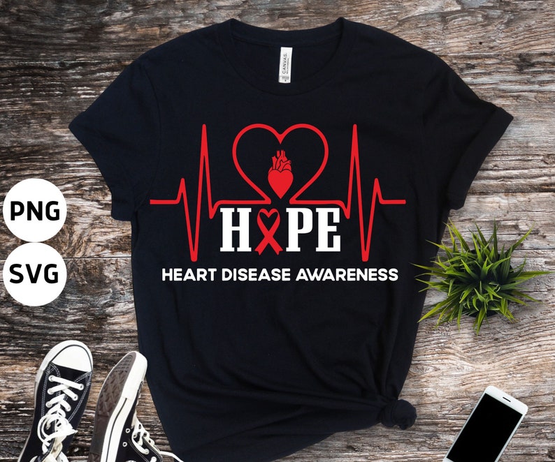 Heart Disease Awareness Svg Png Heart Disease Ribbon Hope - Etsy