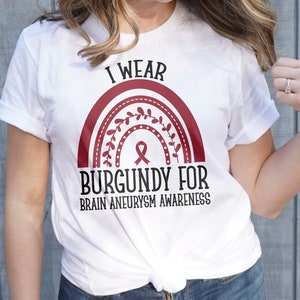 Brain Aneurysm Awareness Svg Png, I Wear Burgundy For Svg, Burgundy Ribbon Svg Cricut Sublimation Design