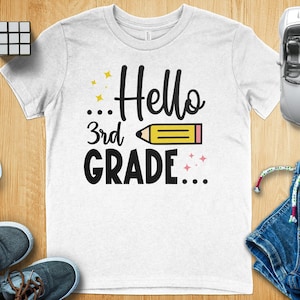 Hello 3rd Grade SVG, PNG, Back to School Svg, 1st Day of School Svg Cricut Sublimation Design