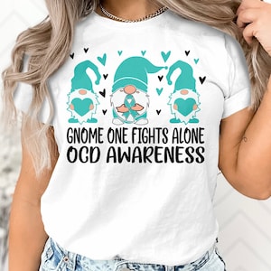 OCD Awareness Svg Png, Gnome One Fights Alone Svg, Obsessive Compulsive Disorder Cricut Sublimation
