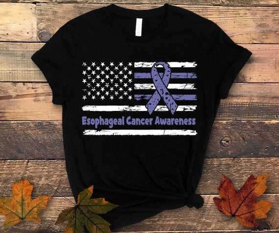 Esophageal Cancer Awareness T-Shirt American Flag Distresse Esophageal Cancer Awareness T-Shirt American Flag Distresse