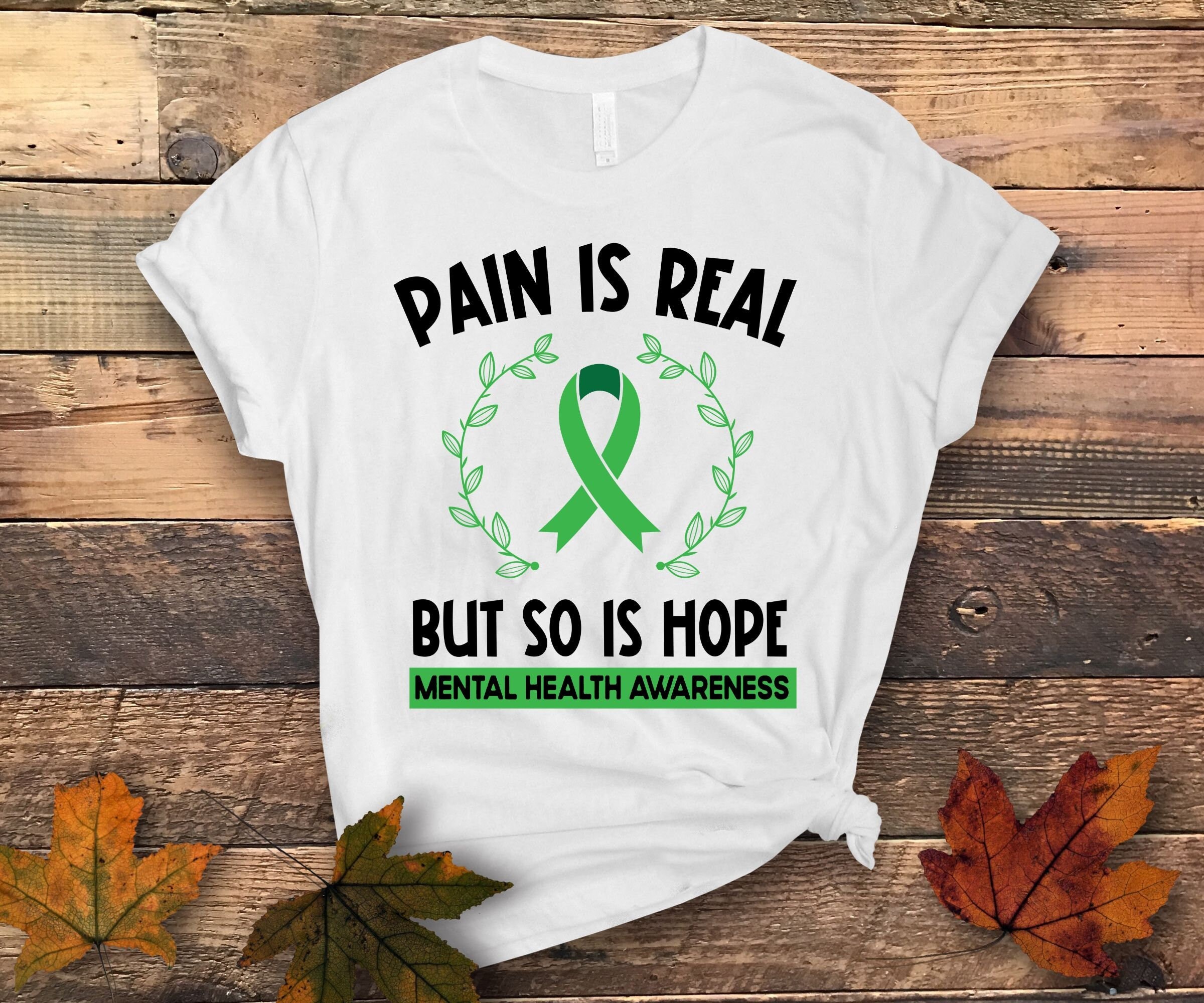 Mental Health Awareness Png Svg, Green Ribbon Png, Pain is Real but so ...