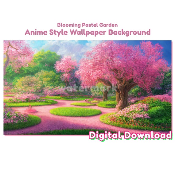 Buy Blooming Pastel Garden Anime Inspired Wallpaper Background Online in  India - Etsy