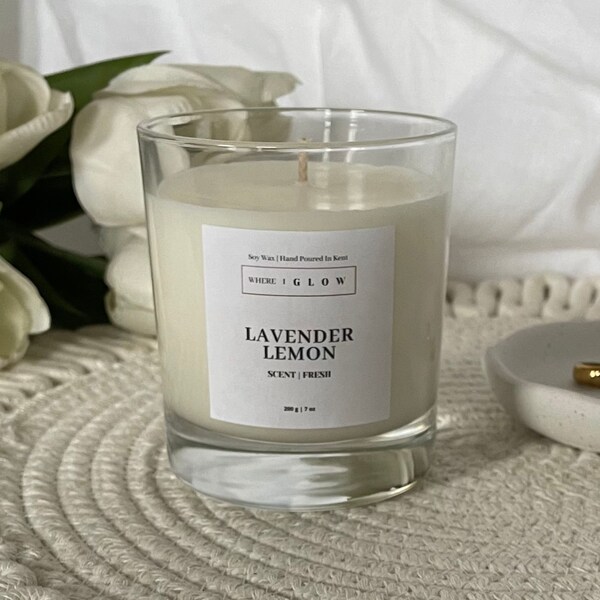 Lemon Candle Lavender Aromatherapy Candle Soy Candle Relaxing Candle Gift New Mum Gift For Baby Shower