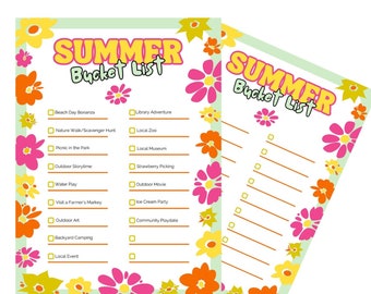 Summer Bucket List for Kids Under 5, INSTANT DOWNLOAD, Bucket List for Kids, Summer Bucket List Printable, Digital Download