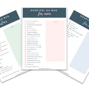 Hospital Bag Checklist Bundle for Mom, Partner, and Baby