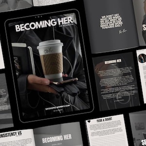 野心的な女性のための自己啓発ワークブック「Becoming Her」｜自己成長ガイド｜マインドセット変革と自信構築ジャーナル