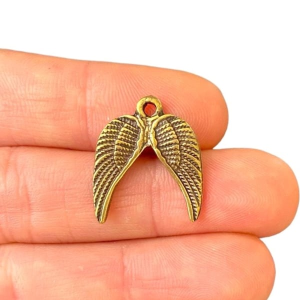 Bronze Wings Charms - Antique Bronze Plated Wings Pendant - Angel Wings - Jewellery Making - Gift for Her(19 x 20 mm) LS-183