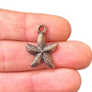 2 Starfish Charms Antique Copper Plated – Beach Charm for Earrings, Necklaces & Rustic Summer Jewelry (17 x 23 mm) LB-295