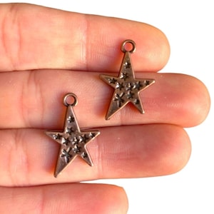 2 Elegant Star Pendant Charm – Antique Copper Plated Celestial Jewelry Finding (15 x 22 mm) LB-302