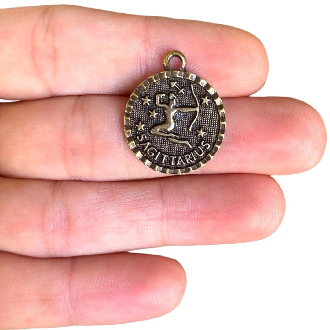 Bronze Sagittarius Charm Zodiac Sign Pendant Antique Bronze Plated