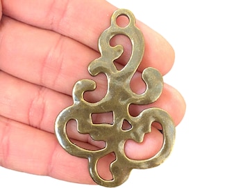 Hammered Ethnic Charm - Antique Bronze Plated Hammered Ethnic Pendant - Big Ethnic Charms - Jewellery Making (39 x 57 mm) LS-595