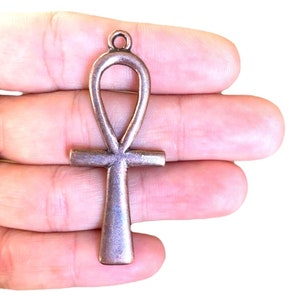 Big Ankh Cros Charm - Antique Copper Plated Ankh Cross Pendant - Religious Charms - Birthday Gift (53 x 22 mm) LB-158
