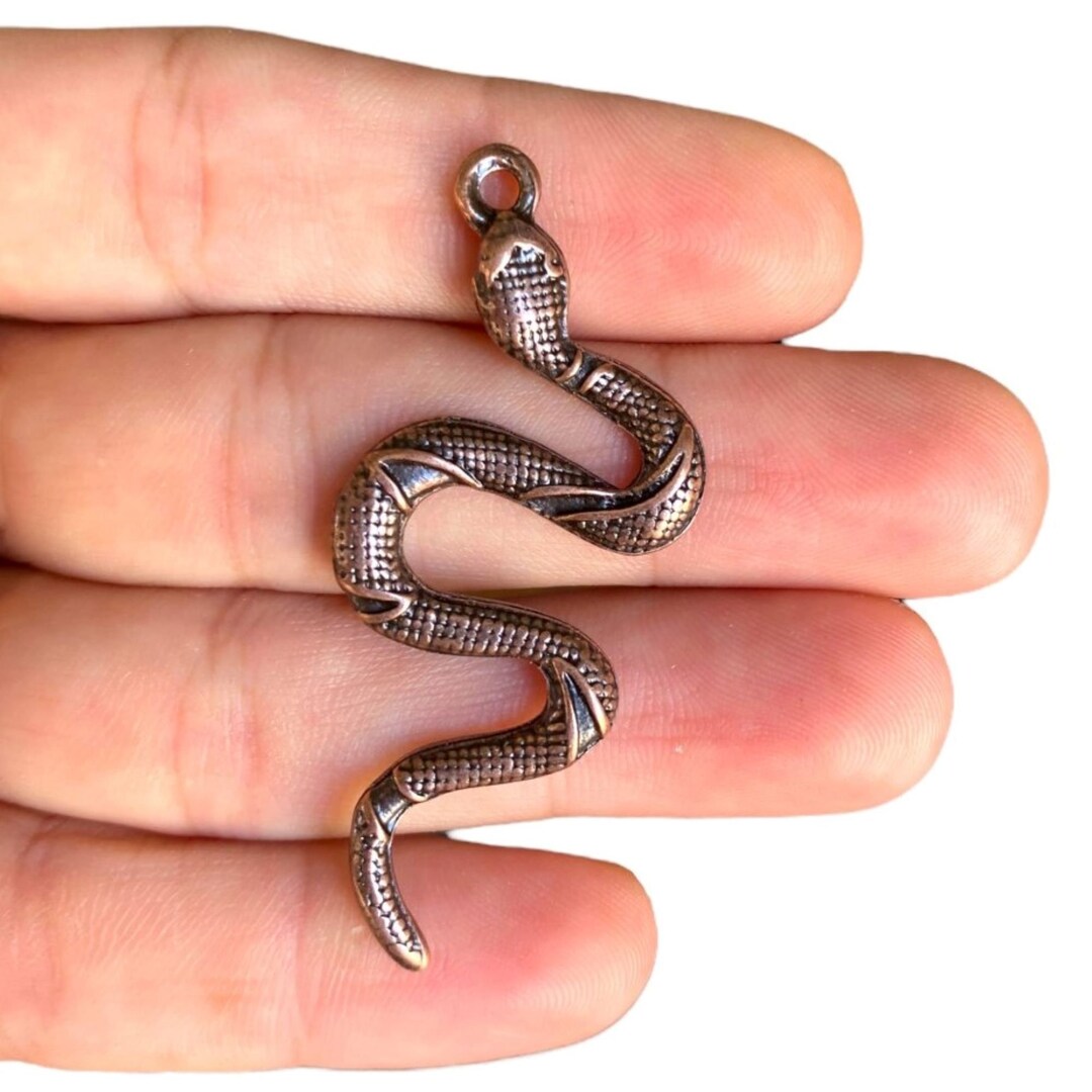 Copper Snake Charm Antique Copper Plated Big Snake Pendant Jewellery