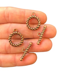 2 Spiral Toggle Clasp Set Antique Copper Plated (15 x 19 mm / 6 x 21 mm) LB-382