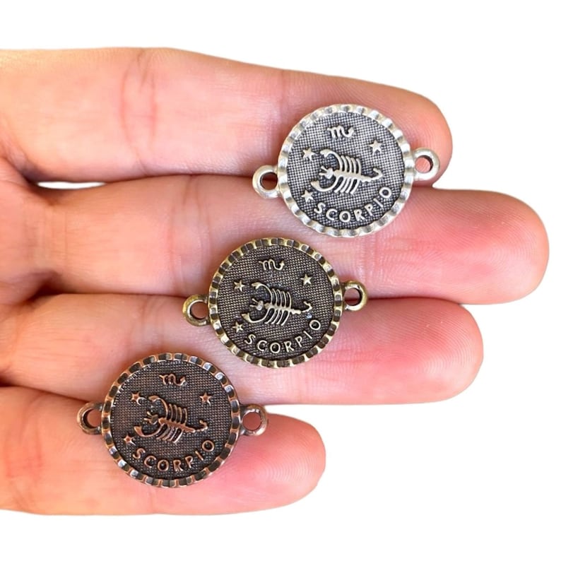 Bronze Zodiac Sign Connector Antique Bronze Plated Scorpio Charms