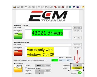 NEUE ECM Titanium 43.021 Treiber mit ECU ori. Datei funktioniert nur mit Windows 7 oder XP