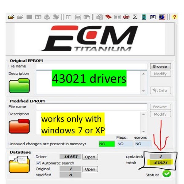 NEW ECM titanium 43.021 drivers with ecu ori. File works only with windows 7 or XP