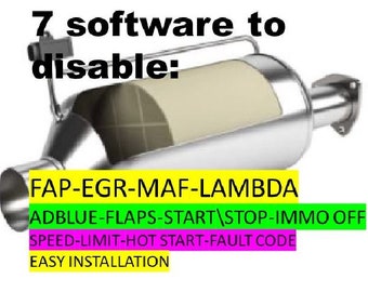 7 software to disable FAP-EGR-lambda-adblue-start-stop-flaps-fault code-immo off-hot start-speed limit-start stop.....