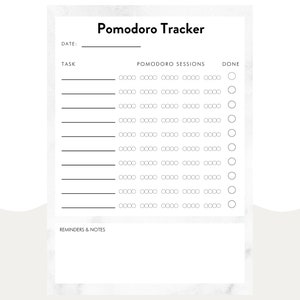 Pomodoro Timer Printable PDF, Productivity Tracker, Planner Sheet ...