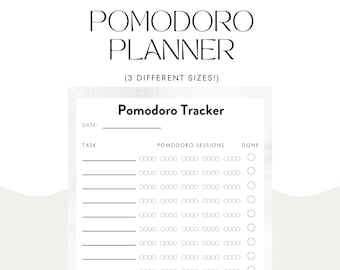 Pomodoro timer printable PDF, Productivity tracker, Planner Sheet, Pomodoro Technique Planner, Daily Tasks Tracker, Productive Planner