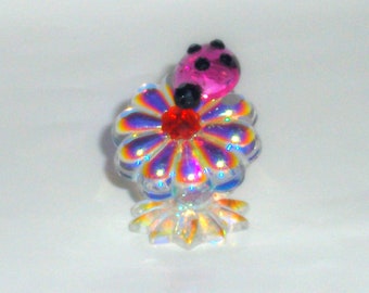 Austrian Crystal Ladybug on Flower - Collectible figutrine