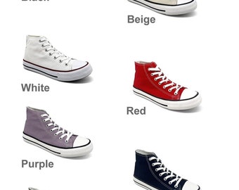 Women's High Top Sports Shoes Multi Colour Girls Canvas Classic Trainers Shoes