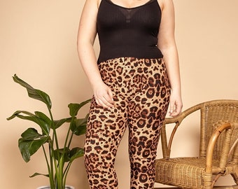 Legging grande taille imprimé léopard pour femme