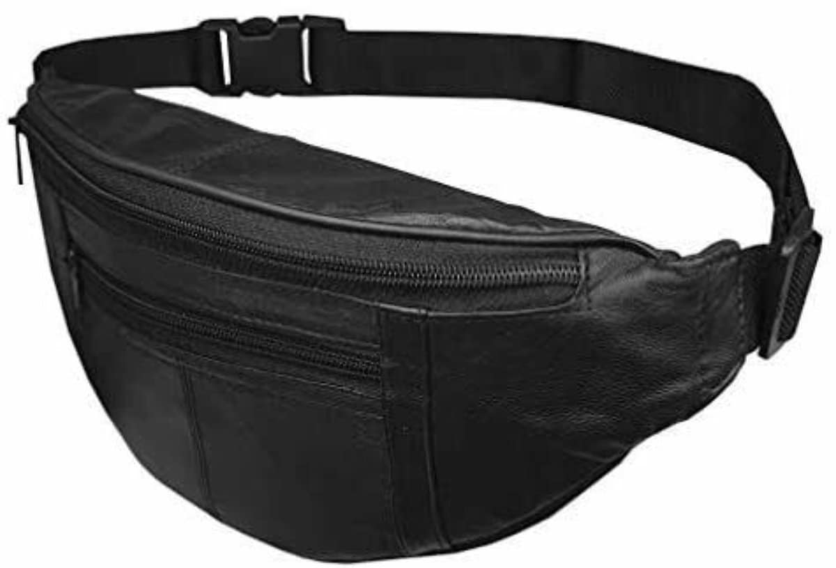 Men's Waist Bag Belt Waist Packs Sheep Genuine Leather Waist Bag Fanny Pack  Belt