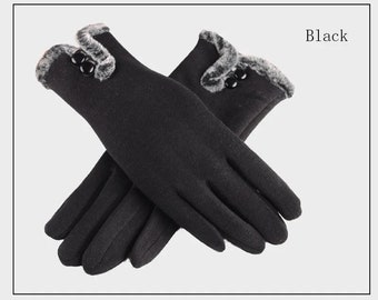 Women's Gloves Winter Touch Screen Gloves Fleece Thick Warm Comfy Soft Fur