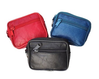 Double Zip Leather Purse Coin Purse