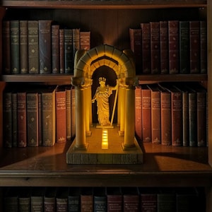 Verlicht Grieks Athena-beeldhouwwerk - LED-verlichte wijsheid godin tempeldecor-klassieke kolommen decor