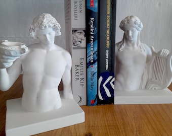 Apollo and Dionysus Bookends - Greek Mythology Sculptures for Bookshelves - Nietzsche Duality Decor
