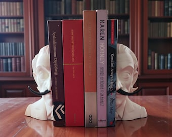 Salvador Dalí Bust Bookends, Surrealist Home Decor, Resin Bookends