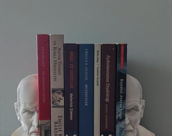 Sigmund Freud Bust Bookends, Psychoanalytic Decor, Resin Sculpture