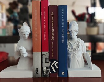Psyche and Athena Bookends - Greek Mythology Decor for Bookshelves - Wisdom & Soul Gifts