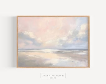 Beach Sunset Painting PRINTED art print. Beach Oil painting sunset beach painting   coastal decor Sunset waves CP22-A1