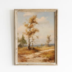 Beige Landscape Painting tree print farmhouse wall art countryside painting farmhouse style art vintage neutral painting beige art VPS76-A1