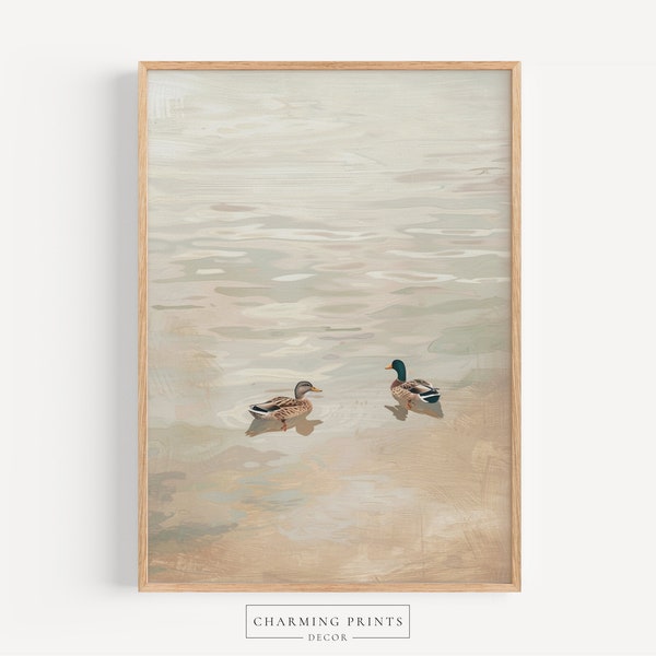 Vintage duck Oil Painting PRINTED art print Vintage ducks painting nursery geese vintage decor vintage painting farm animal art CT14-A1