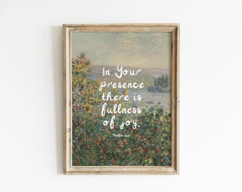 Psalm 16 Scripture Wall Art In Your Presence There Is Fullness Of Joy Bible Verse Print Nature Decor Faith Wall Hanging Christian VIT1-A1