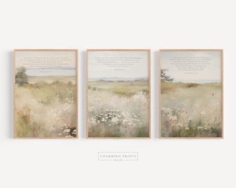 Scripture Christian Art Prints set of 3 PRINTED Scripture Wall art Modern Scripture Floral Art Philippians collection Bible verse art VS3-A3
