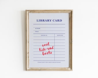 Cool Kids Read Books Nursery Wall Art Vintage Library Card Print Retro Reading Nook Decor Storytime Playroom Classroom Wall Art XRTC7-A1
