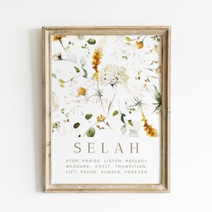 Selah Biblical Definition art PRINTED floral art print Bible Verse wall art biblical meaning  Scripture art Modern Christian art DFI1-A1