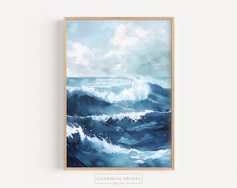 Ocean Waves Oil Painting PRINTED art print. Beach waves Coastal Decor  Ocean decor  CP11-A1