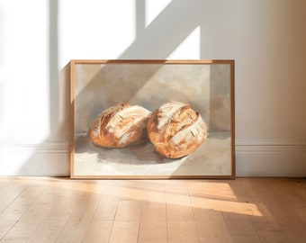 Vintage Sourdough Bread Painting PRINTED Art Print Bread