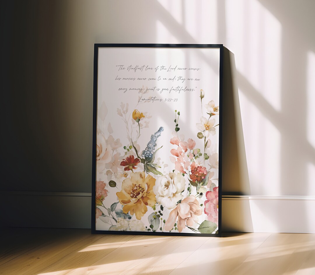 Floral Scripture Wall Art Lamentations 3 PRINTED Art Print Scripture ...